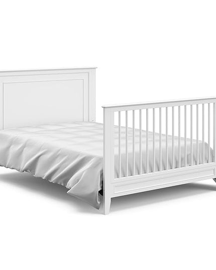 Storkcraft Solstice 5-In-1 Convertible Crib (White) – GREENGUARD Gold Certified, Converts to Toddler Bed and Full-Size Bed, Fits Standard Full-Size Crib Mattress, Adjustable Mattress Support Base - LeafyLoom