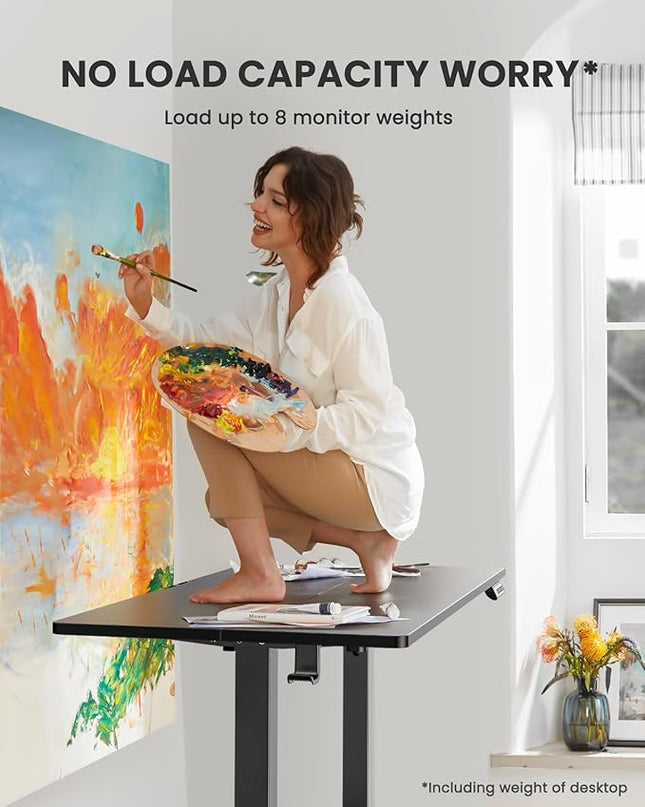 ErGear Height Adjustable Electric Standing Desk, 40 x 24 Inches Sit Stand up Desk, Small Memory Computer Home Office Desk (Black) - LeafyLoom