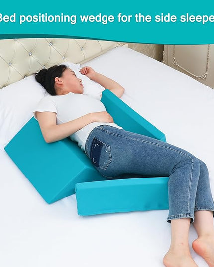3-in-1 Side Wedge Pillow,Wedge Pillow for Back Pain Relief,Foam Wedges for Positioning in Bed,Positioning Wedges for Bed Sores,Wedge Pillows for Seniors,Caregivers,Side Sleepers,After Surgery - LeafyLoom