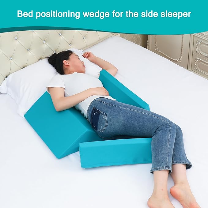 3-in-1 Side Wedge Pillow,Wedge Pillow for Back Pain Relief,Foam Wedges for Positioning in Bed,Positioning Wedges for Bed Sores,Wedge Pillows for Seniors,Caregivers,Side Sleepers,After Surgery - LeafyLoom