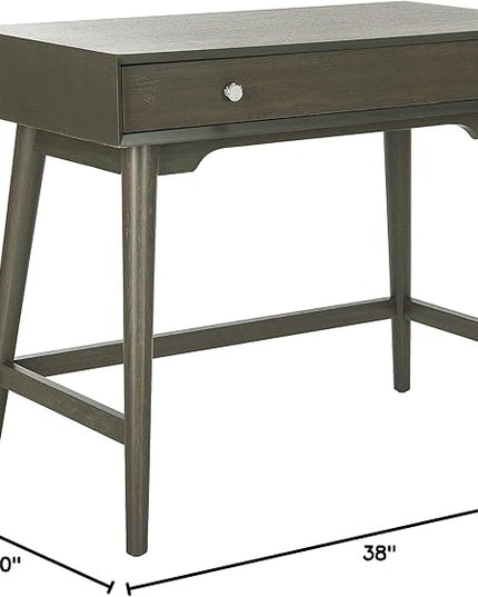 Safavieh Home Office Isadora Mid-Century Modern Ash Grey 1-drawer Desk - LeafyLoom