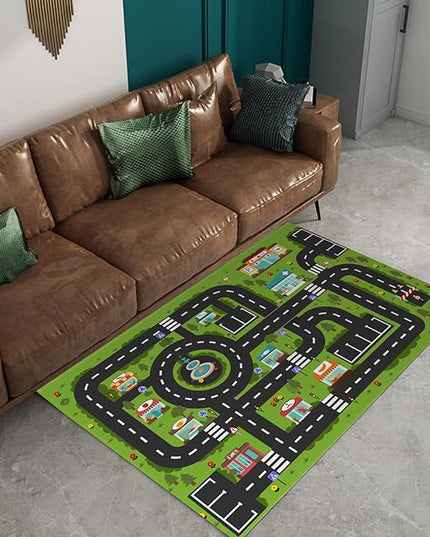 Analog ABC Kids Rug Playroom Car Rug Play Mat City Life Road Rug for Cars Fun City Map for Carpet for Bedroom Boys (63 * 94 inches, Gorgeous City) - LeafyLoom