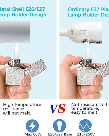Desk Clip Lamp Holder,Clamp Clip on Light, E26/E27 Book Clamp Light Fixture,Clip Laptop Lamp 360° Flexible Grow Light Holder White 1pc - LeafyLoom