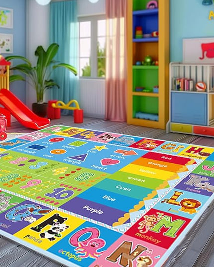ABC Carpet,Kids Carpet for Playroom, Classroom Floor Play Mat for Kids,Preschool Rugs wtih ABC, Numbers, Animals, Extra Large Thick (59X39.4 Inch) - LeafyLoom