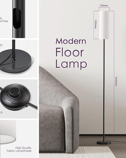 Floor Lamps for Living Room, Modern Floor Lamp with RGB LEDs Bulb,Standing Floor Lamp with App Control & Remote Control,Tall Reading Lamp for Bedroom, Living Room, White lampshade - LeafyLoom