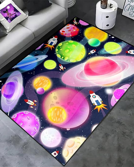 Solar System Rug - Space Rug Galaxy Area Rugs for Kids Bedroom Kids Play Rug Outer Space Carpet Space Rug for Boys Room Planet Carpet for Kids Space Themed Bedroom Decor,2'5''×4' - LeafyLoom