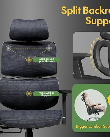 Office Chair Ergonomic Desk Chair, ALL-Mesh High Back Home Office Chair Lumbar Support, Reclining Gaming Chair Adjustable Armrests Headrest, Big and Tall Swivel Computer Chair 330LBS (Black) - LeafyLoom