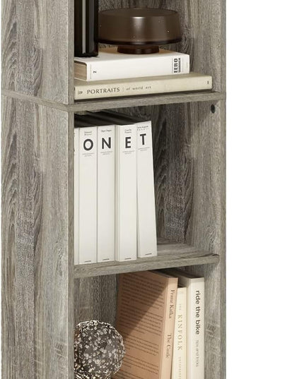 Furinno Luder Shelf Bookcase with 1 Door Storage Cabinet, French Oak - LeafyLoom