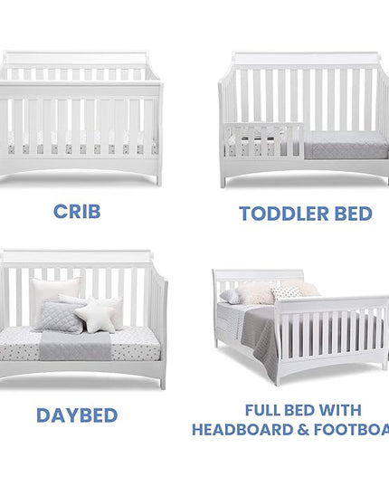 Delta Children Bentley S Series 4-in-1 Crib, White + Serta Perfect Slumber Dual Sided Recycled Fiber Core Crib and Toddler Mattress (Bundle) - LeafyLoom