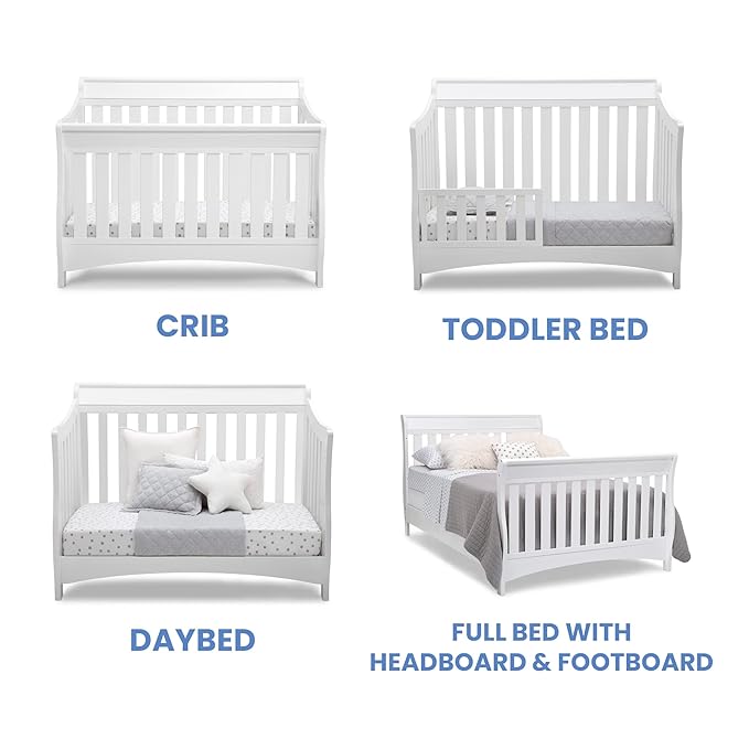 Delta Children Bentley S Series 4-in-1 Crib, White + Serta Perfect Slumber Dual Sided Recycled Fiber Core Crib and Toddler Mattress (Bundle) - LeafyLoom