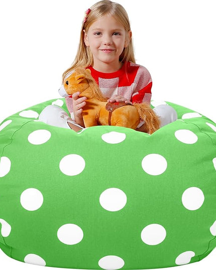 Aubliss Stuffed Animal Bean Bag Storage Chair (Green Dot, X-Large (48'')) - LeafyLoom