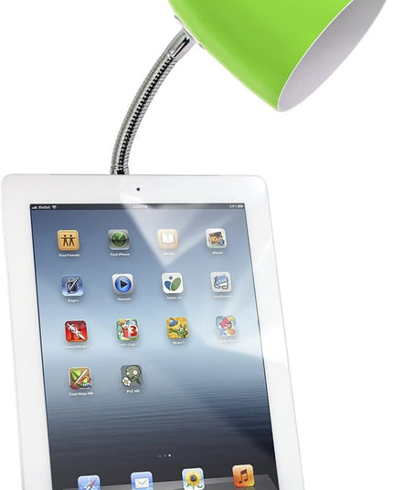 Simple Designs LD1056-GRN Gooseneck Organizer Desk Lamp with iPad/Tablet Stand or Book Holder and USB Port, Green - LeafyLoom