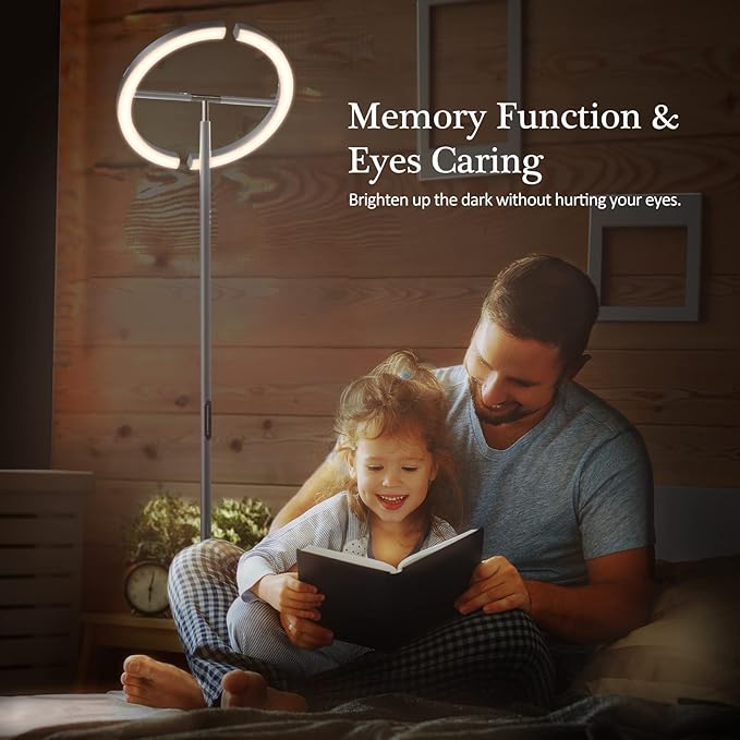 FIMEI Split Floor Lamp, Bright Modern LED Standing Lamp, Stepless Dimming and 4 Color Temperature, Eye-Protection Reading Standing Light for Living Room Bedroom Office, Touch&Remote Control, Gray - LeafyLoom