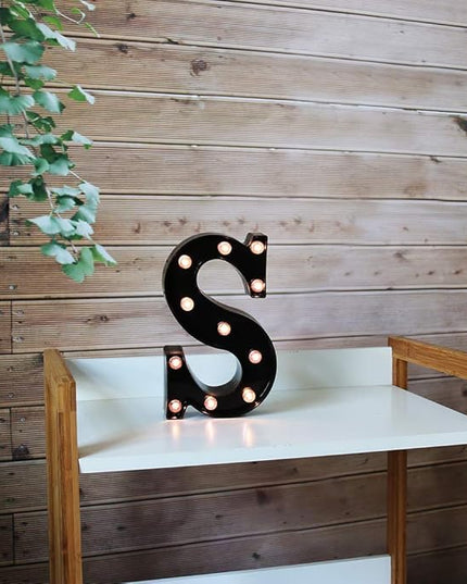 Light Up Black Alphabet Marquee Letters Sign LED Marquee Number Lights Sign for Night Light Home Bar Christmas Lamp Birthday Party Wedding Decoration S - LeafyLoom