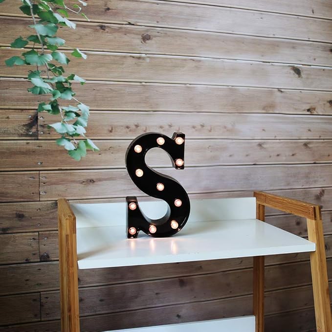 Light Up Black Alphabet Marquee Letters Sign LED Marquee Number Lights Sign for Night Light Home Bar Christmas Lamp Birthday Party Wedding Decoration S - LeafyLoom