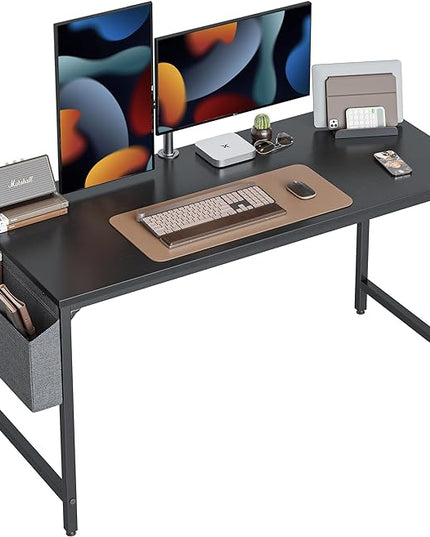 CubiCubi Computer Desk, 63" Study Writing Table for Home Office, Modern Simple Style PC Desk, Black - LeafyLoom