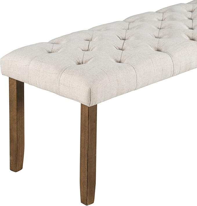 6-Piece Farmhouse Dining Set-Mid-Century Wood Rectangular Table with 4 Flannelette Upholstered Chairs and Bench, Suitable for Living Rooms, Home Bar, and Kitchen in Walnut, Onesize - LeafyLoom