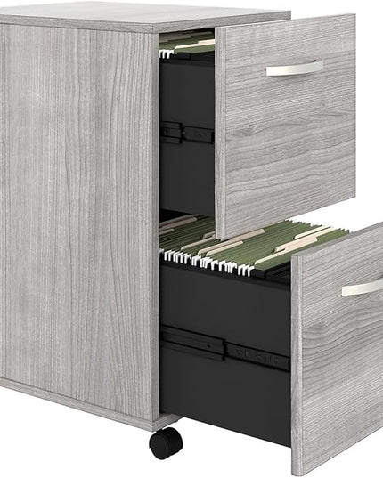 Bush Business Furniture HYF116PGSU-Z Hybrid 2-Drawer Mobile File Cabinet, Letter/Legal, Platinum Gray, 20-Inch, - LeafyLoom