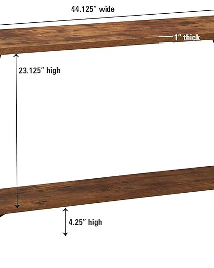 Household Essentials Crown Console Sofa Table with Storage Shelf Rustic Hickory Wood Grain and Black Metal - LeafyLoom