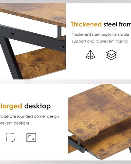 Need Rolling Computer Desk Mobile Desk Laptop Stand Desk with Sliding Keyboard for Home Office,23.6 Inches Rustic Brown DX-8110FG-ND - LeafyLoom