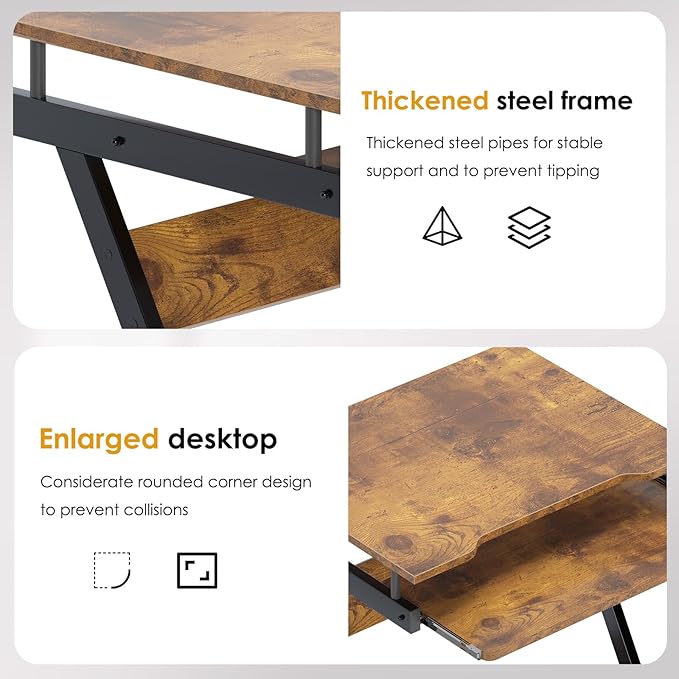 Need Rolling Computer Desk Mobile Desk Laptop Stand Desk with Sliding Keyboard for Home Office,23.6 Inches Rustic Brown DX-8110FG-ND - LeafyLoom