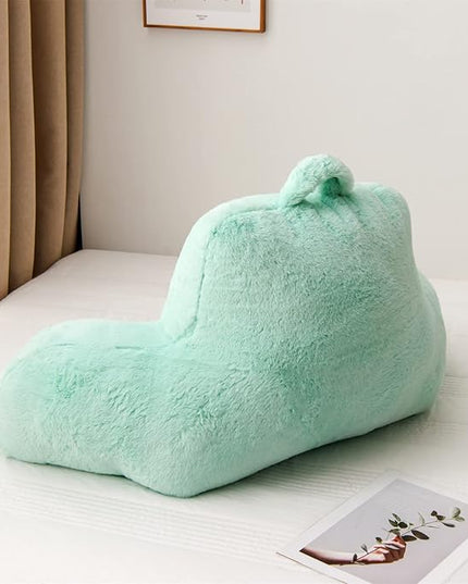Aimuan Reading Pillow Bed Rest Pillow with Arms Rabbit Fur Cushion for Adults Teens Incline Rest Sitting up & Sleeping Snoring Pillow with Pregnancy Lumbar Back Support (Standard, Green) - LeafyLoom