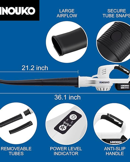 Cordless Leaf Blower 150MPH, Handheld Electric Leaf Blower with 4.0Ah Battery and Charger, 2 Speed Modes, 20V Battery Operated Leaf Blowers for Lawn Care, Patio, Blowing Leaves and Snow - LeafyLoom