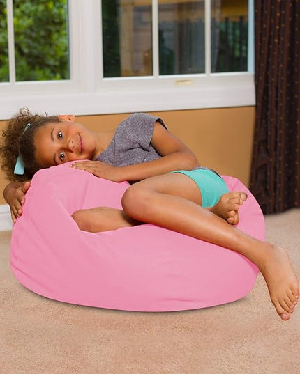Posh Creations Bean Bag Chair for Kids, Teens, and Adults Includes Removable and Machine Washable Cover, Solid Pink, 27in - Medium - LeafyLoom