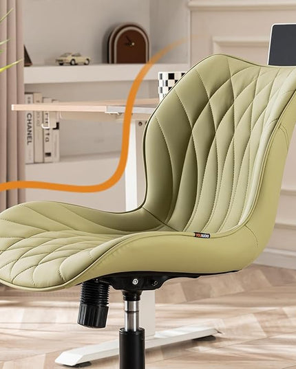 YOUNUOKE Office Desk Chair, Comfy Home Office Chairs, Small Comfortable Desk Chairs with Wheels, Armless PU Leather Chairs for Computer Conference, Avocado - LeafyLoom