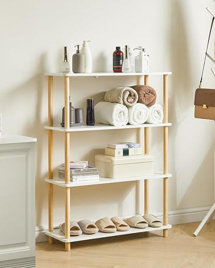 IBUYKE 4-Tier Wooden Open Bookcase - Modern Freestanding Bookshelf Storage Organizer,Standing Shelf Units,Multifunctional Display Stand for Bedroom, Living Room and Home Office, White WBC004W - LeafyLoom