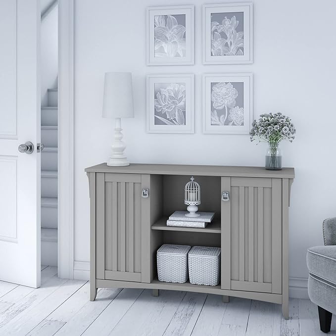 Bush Furniture Salinas Tall 5 Shelf Bookcase in Cape Cod Gray - LeafyLoom
