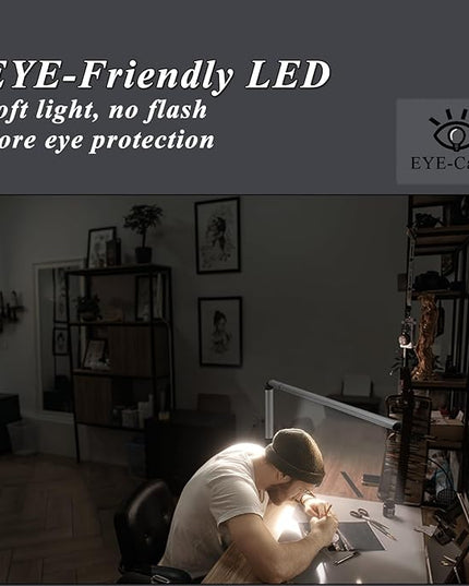 LED Swing arm Professional Grade Aluminum Desk lamp, Nail Technician Desk lamp, 81 LED Beads, Natural Spectrum Light, Suitable for Studio, Basement, Painting, Reading. (Silver) - LeafyLoom