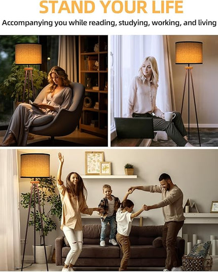 Tripod Floor Lamp, Mid Century Standing Lamp, Modern Design Studying Light for Living Room, Bedroom, Study Room and Office - LeafyLoom