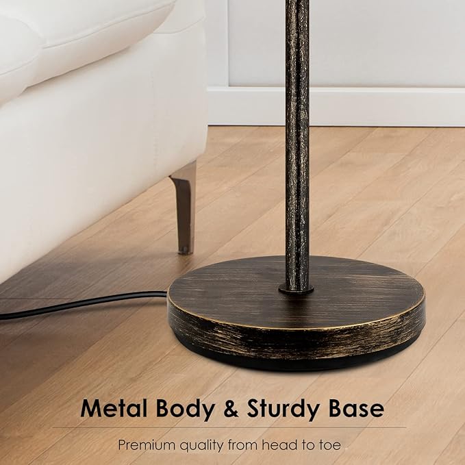 BoostArea Torchiere Floor Lamp Antique Bronze, 24W Super Bright LED Standing Lamp, 3000K Dimmable Pole Lamp with Rotary Switch, 70 Inch Tall Metal Modern Floor Lamps for Living Room/Bedroom/Office/Den - LeafyLoom