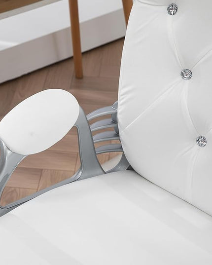 Vinsetto Home Office Chair, Velvet Computer Chair, Button Tufted Desk Chair with Swivel Wheels, Adjustable Height, and Tilt Function, White - LeafyLoom