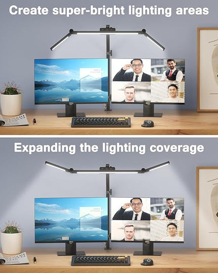 Led Desk Lamp for Office Home, Architect Desk Lamp with Clamp, Ultra Bright Dimmable Table Light, Stepless Dimming and Tempering Desk Light for Workbench Drafting Reading Study (Black) - LeafyLoom