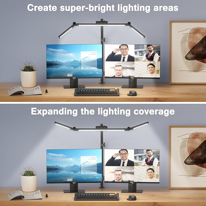 Led Desk Lamp for Office Home, Architect Desk Lamp with Clamp, Ultra Bright Dimmable Table Light, Stepless Dimming and Tempering Desk Light for Workbench Drafting Reading Study (Black) - LeafyLoom