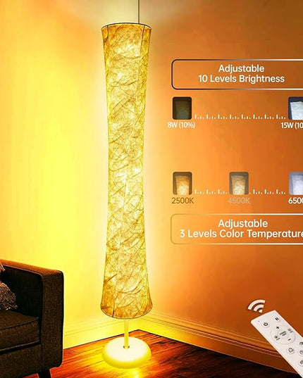 WORLD WIN Floor Lamps for Living Room, Standing Led Lamp RGB Color Changing with APP & Remote Control, 62 Inch DIY Mode Music Sync Modern Corner Lamp Decor for Living Room Bedroom Game, 1 Piece - LeafyLoom