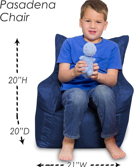 Posh Creations Structured Comfy Bean Bag Chair for Gaming Reading and Watching TV Pasadena Soft Nylon-Navy Pasadena Chair - LeafyLoom