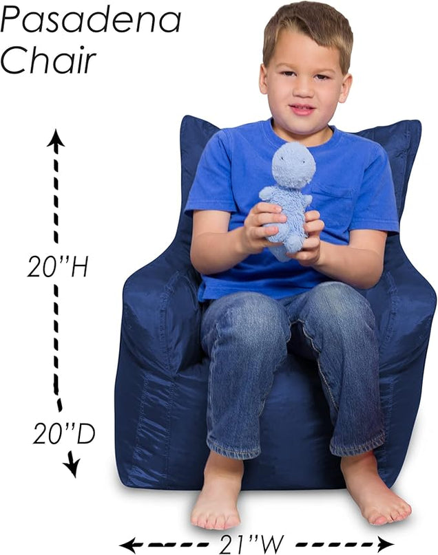 Posh Creations Structured Comfy Bean Bag Chair for Gaming Reading and Watching TV Pasadena Soft Nylon-Navy Pasadena Chair - LeafyLoom