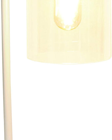Simple Designs LD1036-WHT Bronson Antique Style Industrial Iron Lantern Desk Bedside Glass Shade Table Lamp, White - LeafyLoom