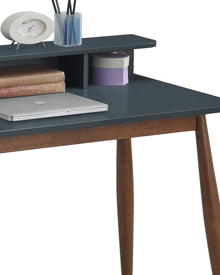 Roundhill Furniture Roskilde Storage Wood Office Desk, Gray - LeafyLoom