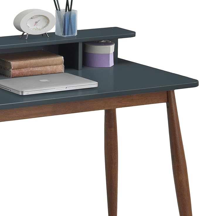 Roundhill Furniture Roskilde Storage Wood Office Desk, Gray - LeafyLoom