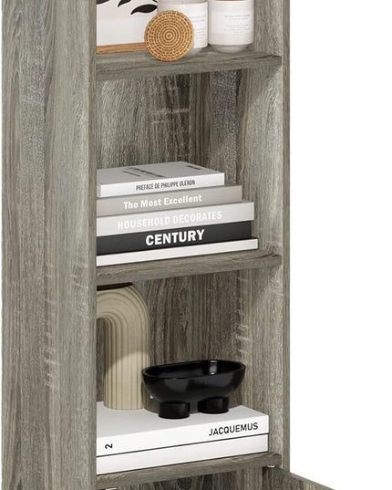 Furinno Luder Shelf Bookcase with 1 Door Storage Cabinet, French Oak - LeafyLoom