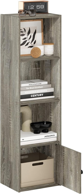 Furinno Luder Shelf Bookcase with 1 Door Storage Cabinet, French Oak - LeafyLoom