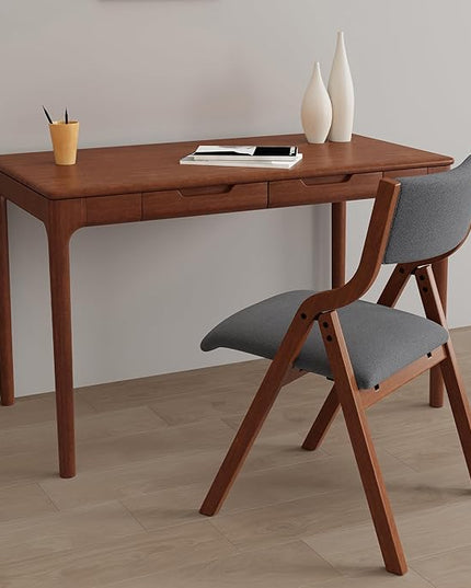 Ball & Cast Padded Folding Chairs 2 Pack,Solid Wood Frame,18" Seat Height,Space Saving,Easy to CarrySuitable for dining room, bedroom and outdoor, Light gray - LeafyLoom