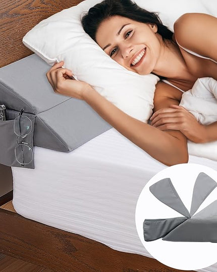 Limthe King Bed Wedge Pillow,Bed Gap Filler,Headboard Pillow,Mattress Gap Filler(0-7"),Foam Wedge Pillow Fill Gap Between Headboard/Wall and Mattress Grey 76"x10"x6" - LeafyLoom
