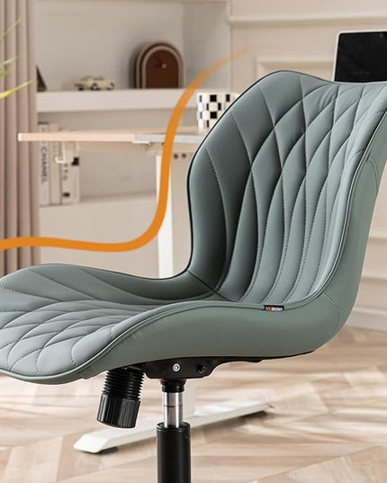 YOUNUOKE Office Desk Chair, Comfy Home Office Chairs, Small Comfortable Desk Chairs with Wheels, Armless PU Leather Chairs for Computer Conference, Slate - LeafyLoom