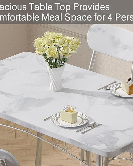 VECELO Dining Table Set for 4 5 Piece Dinette with Chairs for Kitchen, Breakfast Nook and Small Space, 43.3", White - LeafyLoom