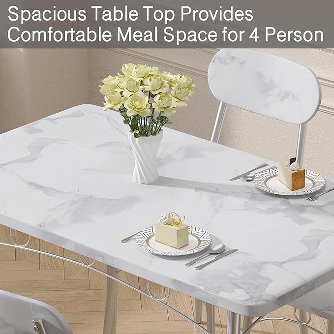 VECELO Dining Table Set for 4 5 Piece Dinette with Chairs for Kitchen, Breakfast Nook and Small Space, 43.3", White - LeafyLoom